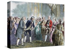 Statesman and Scientist. Franklin at Louis Xvi and Marie Antoinette, Paris, France-Prisma Archivo-Stretched Canvas