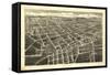 Statesville, North Carolina - Panoramic Map-Lantern Press-Framed Stretched Canvas