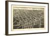 Statesville, North Carolina - Panoramic Map-Lantern Press-Framed Art Print