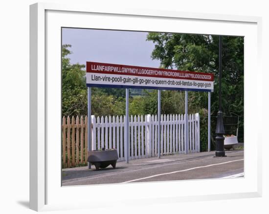 Station Sign at Llanfairpwllgwyngyllgo-Gerychwyrndrobwllllantysiliogogogoch-Nigel Blythe-Framed Photographic Print