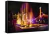 Station Square Night Scenic, Pittsburgh-George Oze-Framed Stretched Canvas