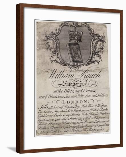 Stationer, William Roach, Trade Card-null-Framed Giclee Print
