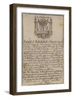 Stationers, James Adams, Trade Card-null-Framed Giclee Print