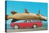 Stationwagon with Giant Trout-null-Stretched Canvas