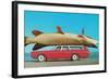 Stationwagon with Giant Trout-null-Framed Art Print