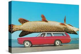 Stationwagon with Giant Trout-null-Stretched Canvas