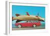 Stationwagon with Giant Trout-null-Framed Art Print