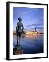 Statue and City Skyline, Stockholm, Sweden, Scandinavia, Europe-Sylvain Grandadam-Framed Photographic Print