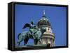 Statue and Dome of French Cathedral, Gendarmenmarkt, Berlin, Germany-Jean Brooks-Framed Stretched Canvas