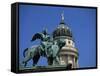 Statue and Dome of French Cathedral, Gendarmenmarkt, Berlin, Germany-Jean Brooks-Framed Stretched Canvas