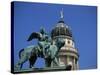 Statue and Dome of French Cathedral, Gendarmenmarkt, Berlin, Germany-Jean Brooks-Stretched Canvas