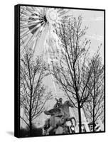 Statue and Ferris Wheel, Jardin Des Tuileries-Walter Bibikow-Framed Stretched Canvas