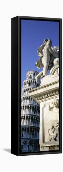 Statue and Leaning Tower of Pisa, Campo Dei Miracoli (Square of Miracles), Pisa, Tuscany, Italy-Gavin Hellier-Framed Stretched Canvas