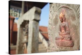 Statue at Bhagwati Shiva Temple, Dhulikhel, Kathmandu Valley, Nepal, Asia-Ian Trower-Stretched Canvas