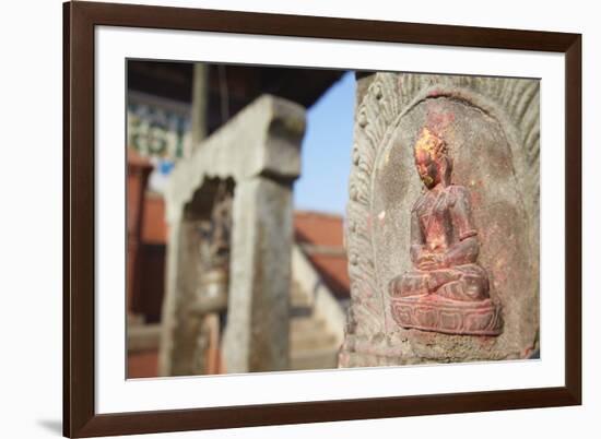 Statue at Bhagwati Shiva Temple, Dhulikhel, Kathmandu Valley, Nepal, Asia-Ian Trower-Framed Photographic Print