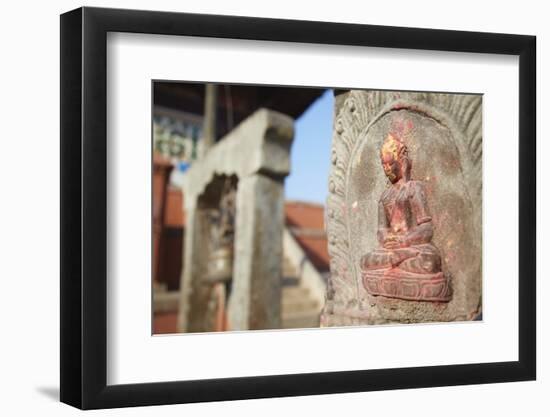 Statue at Bhagwati Shiva Temple, Dhulikhel, Kathmandu Valley, Nepal, Asia-Ian Trower-Framed Photographic Print