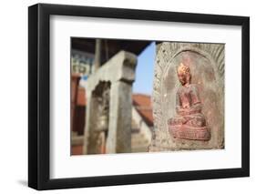 Statue at Bhagwati Shiva Temple, Dhulikhel, Kathmandu Valley, Nepal, Asia-Ian Trower-Framed Photographic Print