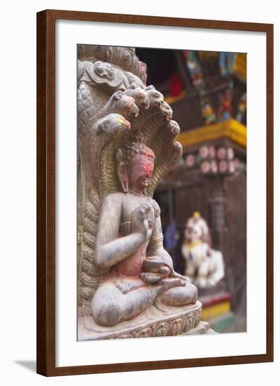 Statue at Bhimsen Temple, Kathmandu, Nepal, Asia-Ian Trower-Framed Photographic Print