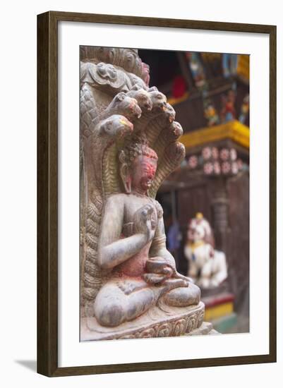 Statue at Bhimsen Temple, Kathmandu, Nepal, Asia-Ian Trower-Framed Photographic Print