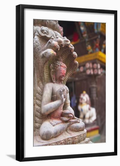 Statue at Bhimsen Temple, Kathmandu, Nepal, Asia-Ian Trower-Framed Photographic Print