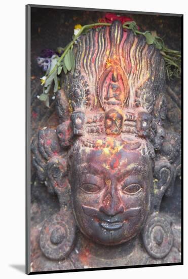 Statue at Swayambhunath Stupa, UNESCO World Heritage Site, Kathmandu, Nepal, Asia-Ian Trower-Mounted Photographic Print