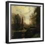 Statue at Villa Borghese, 1906-Giuseppe Pellizza da Volpedo-Framed Giclee Print