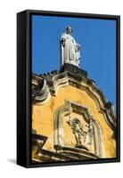 Statue Atop the Baroque Facade of the Iglesia De La Recoleccion Church-Rob Francis-Framed Stretched Canvas