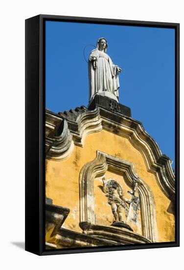 Statue Atop the Baroque Facade of the Iglesia De La Recoleccion Church-Rob Francis-Framed Stretched Canvas