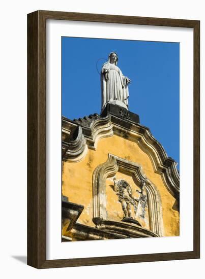 Statue Atop the Baroque Facade of the Iglesia De La Recoleccion Church-Rob Francis-Framed Photographic Print