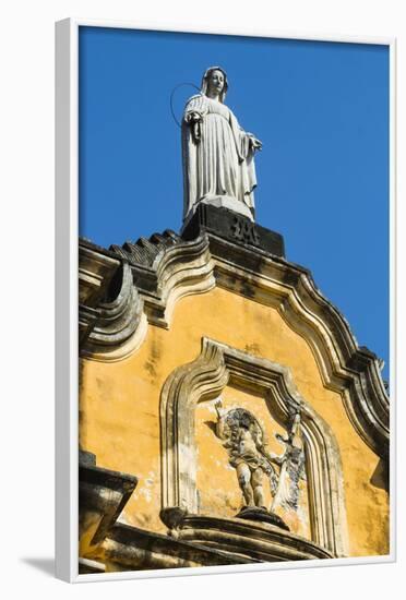 Statue Atop the Baroque Facade of the Iglesia De La Recoleccion Church-Rob Francis-Framed Photographic Print