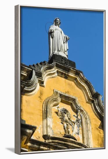 Statue Atop the Baroque Facade of the Iglesia De La Recoleccion Church-Rob Francis-Framed Photographic Print