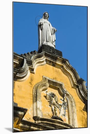 Statue Atop the Baroque Facade of the Iglesia De La Recoleccion Church-Rob Francis-Mounted Photographic Print