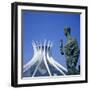 Statue before the Catedral Metropolitana, Brasilia, UNESCO World Heritage Site, Brazil-Geoff Renner-Framed Photographic Print