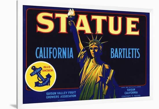 Statue California Bartletts Pear Fruit Crate Label-null-Framed Giclee Print