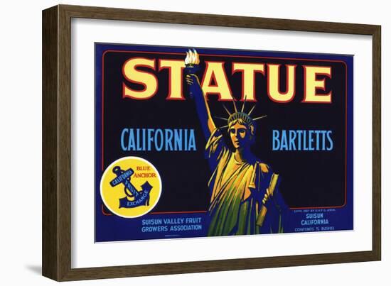 Statue California Bartletts Pear Fruit Crate Label-null-Framed Giclee Print