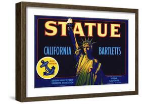 Statue California Bartletts Pear Fruit Crate Label-null-Framed Giclee Print