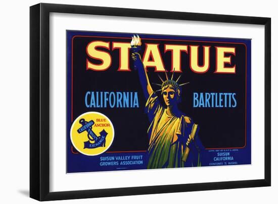 Statue California Bartletts Pear Fruit Crate Label-null-Framed Giclee Print