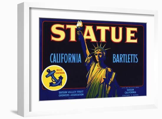 Statue California Bartletts Pear Fruit Crate Label-null-Framed Giclee Print