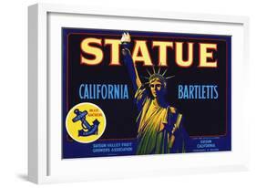 Statue California Bartletts Pear Fruit Crate Label-null-Framed Giclee Print