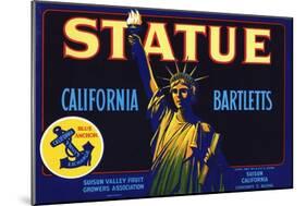 Statue California Bartletts Pear Fruit Crate Label-null-Mounted Giclee Print