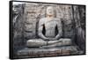 Statue Carved in Rock Depicting Seated Buddha-null-Framed Stretched Canvas