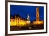 Statue Center Old City Square Bruges Belfry-pius99-Framed Photographic Print