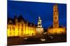 Statue Center Old City Square Bruges Belfry-pius99-Mounted Photographic Print