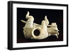 Statue Depicting a Deer Being Caught by a Hunter. Terracotta Artifact Originating from Jama-Coaque-null-Framed Giclee Print
