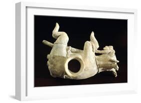 Statue Depicting a Deer Being Caught by a Hunter. Terracotta Artifact Originating from Jama-Coaque-null-Framed Giclee Print