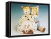 Statue Depicting Two Seated Children-null-Framed Stretched Canvas