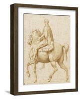 Statue équestre de Marc Aurèle, vue de profil, et légèrement par l'arrière-Nicolas Poussin-Framed Giclee Print