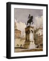 Statue équestre du Colleone de Verrochio à Venise, place San Giovanni et Paolo-Richard Parkes Bonington-Framed Giclee Print