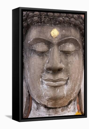 Statue face at the Ayutthaya Historical Park, Thailand-Art Wolfe-Framed Stretched Canvas