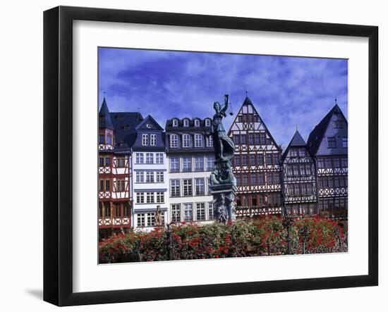 Statue, Garden and Building Facade, Frankfurt, Germany-Peter Adams-Framed Premium Photographic Print